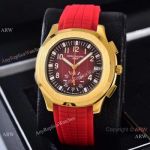 Best Replica Patek Philippe Red Gradient Dial Red Rubber Strap Watches VK Quartz